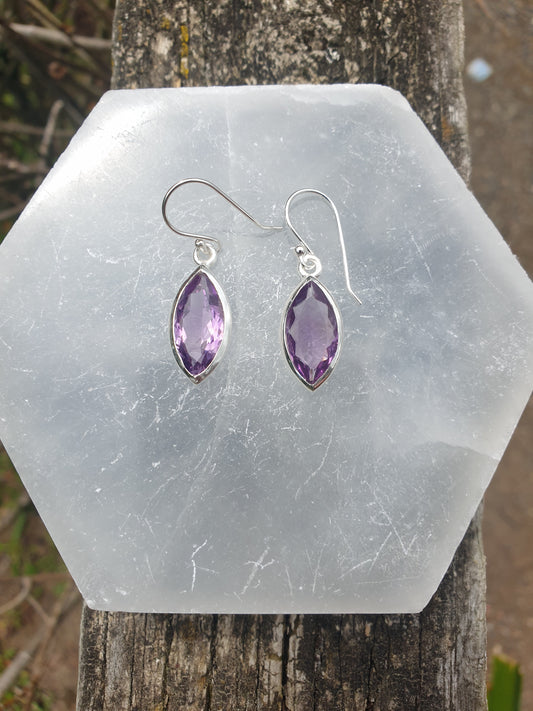 Amethyst | Faceted Sterling Silver Earrings C