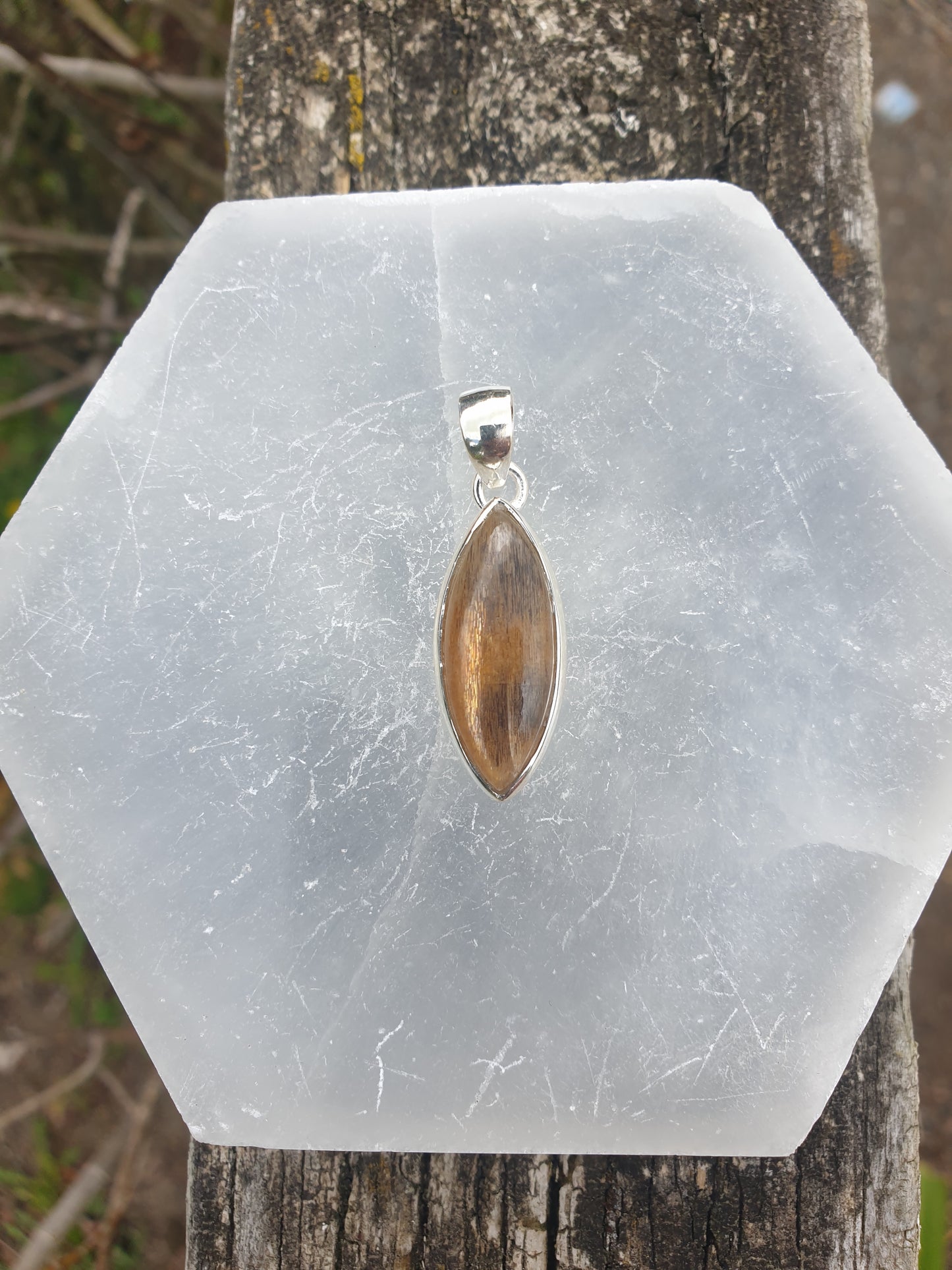 Dark Sunstone | Polished Sterling Silver Pendant B