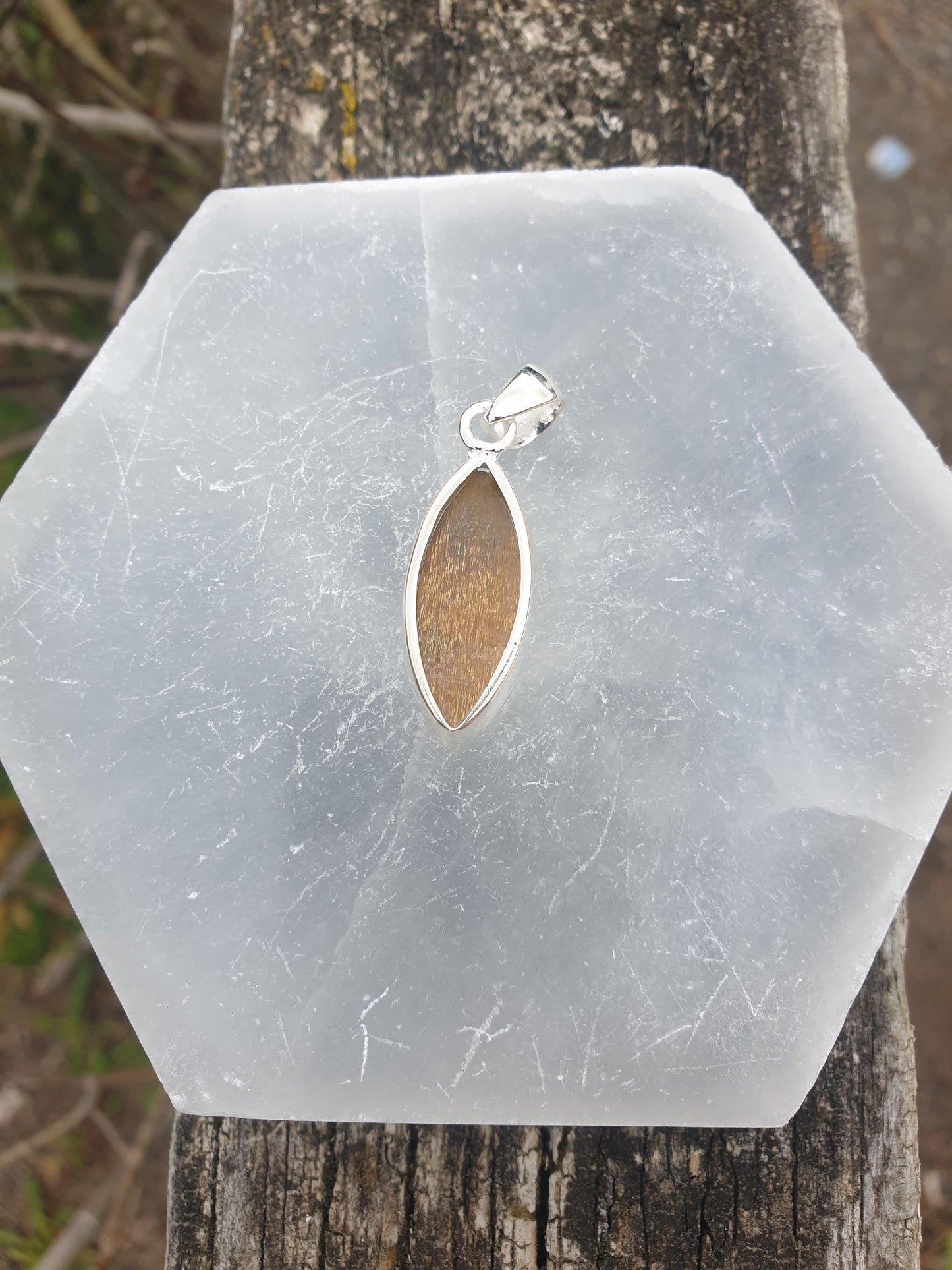 Dark Sunstone | Polished Sterling Silver Pendant B