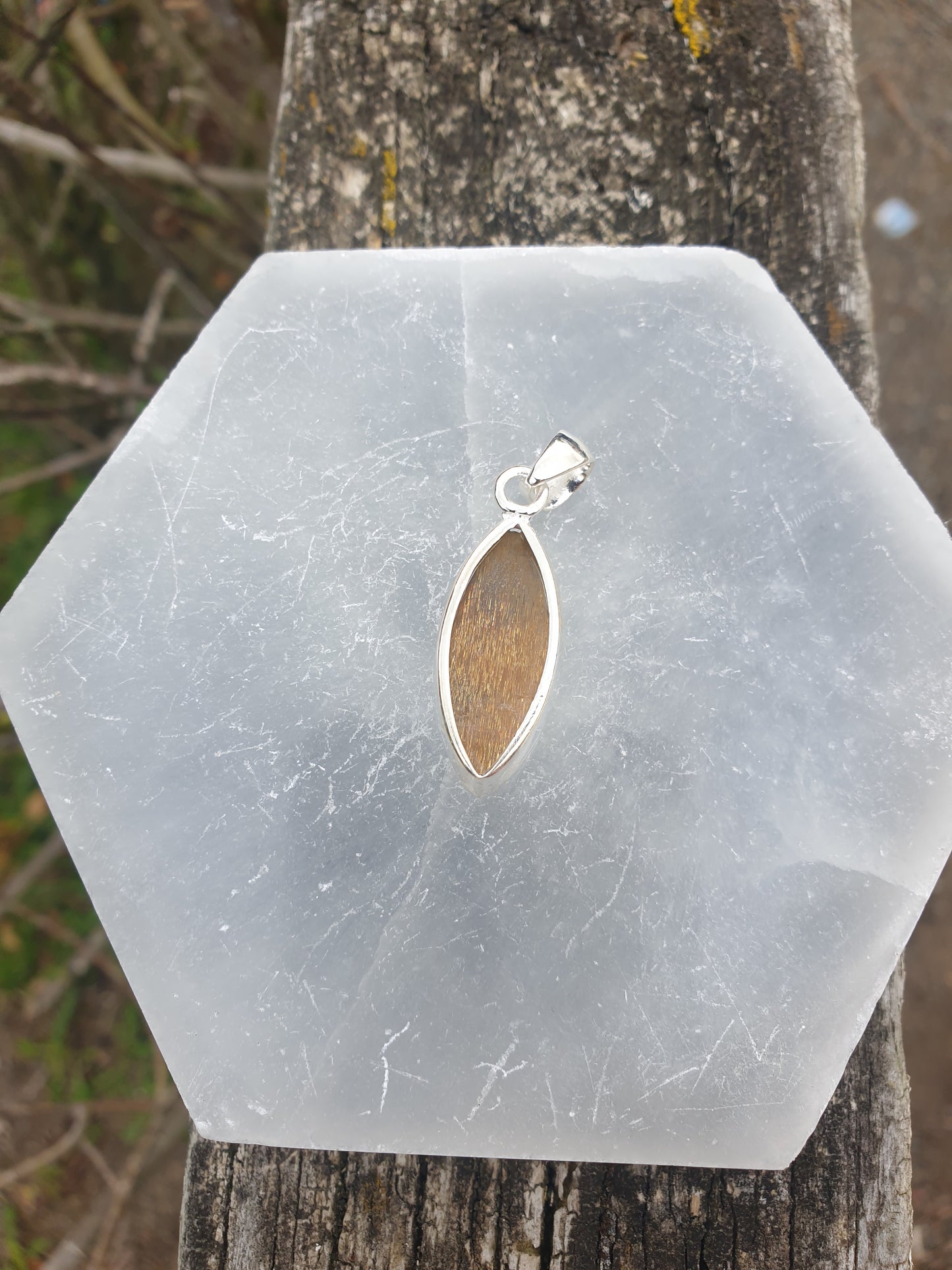 Dark Sunstone | Polished Sterling Silver Pendant B