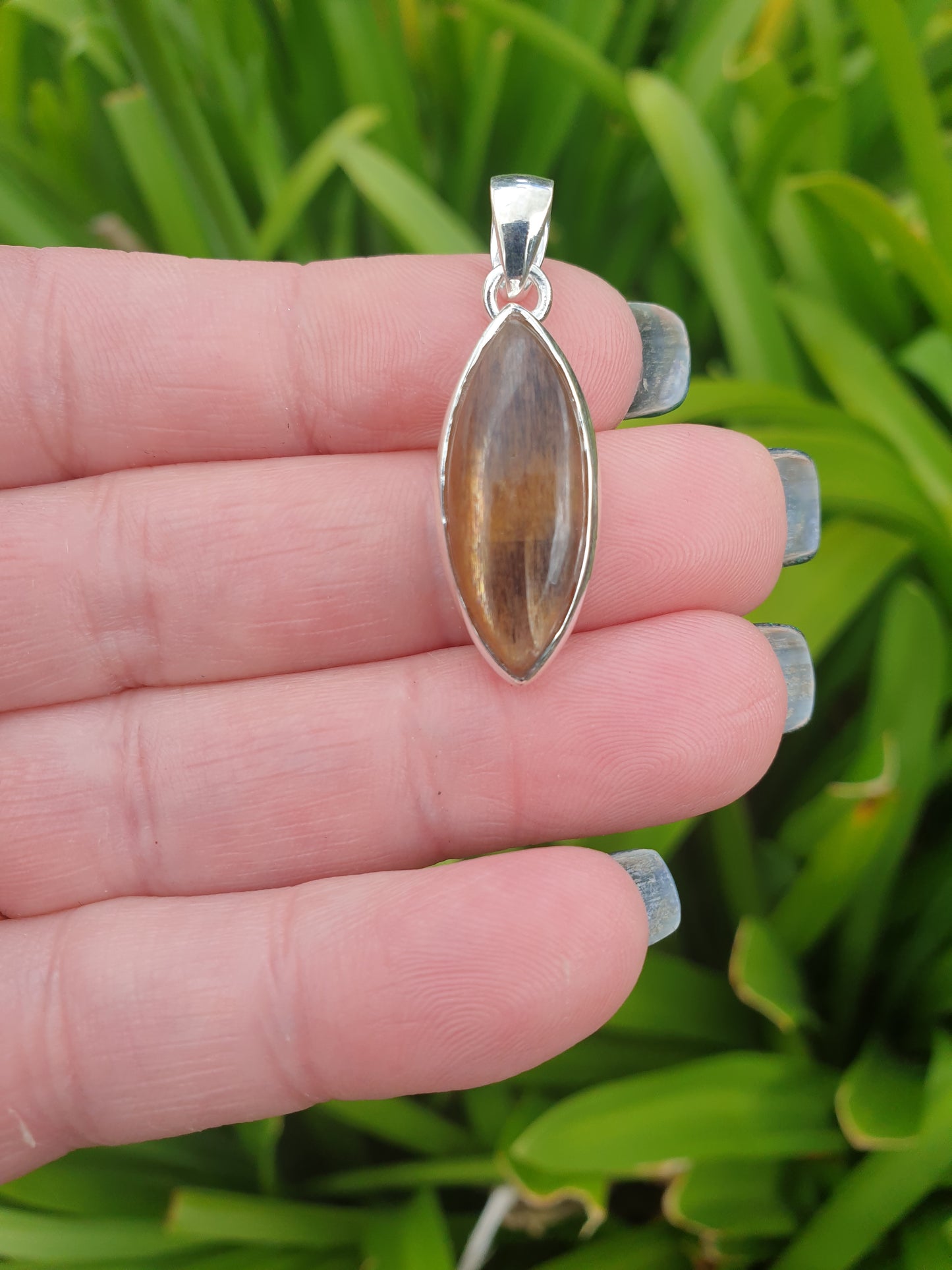 Dark Sunstone | Polished Sterling Silver Pendant B