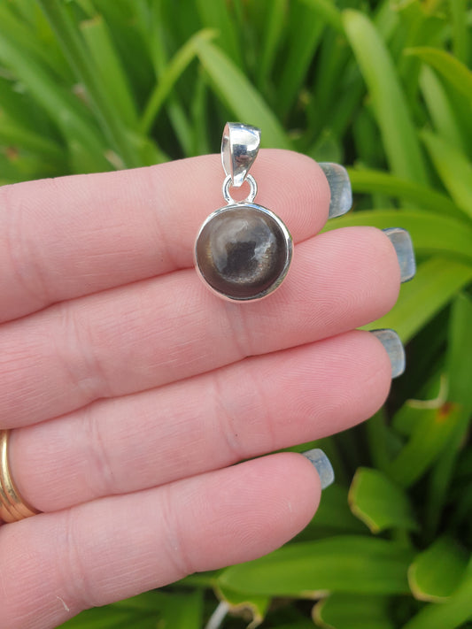 Dark Sunstone | Polished Sterling Silver Pendant C