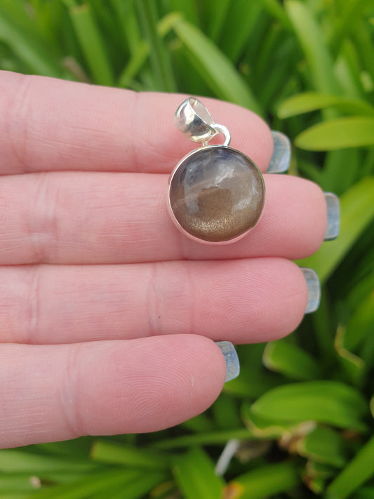 Dark Sunstone | Polished Sterling Silver Pendant D