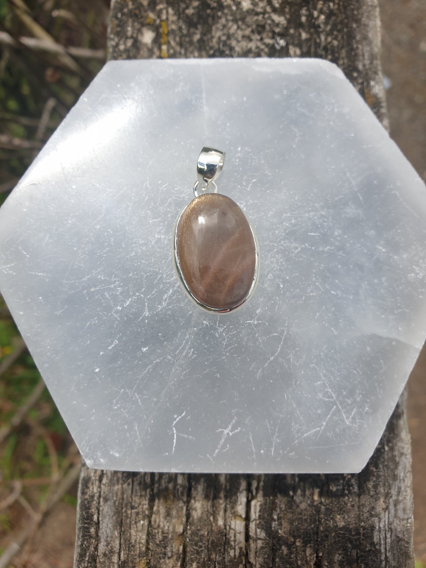 Dark Sunstone | Polished Sterling Silver Pendant F