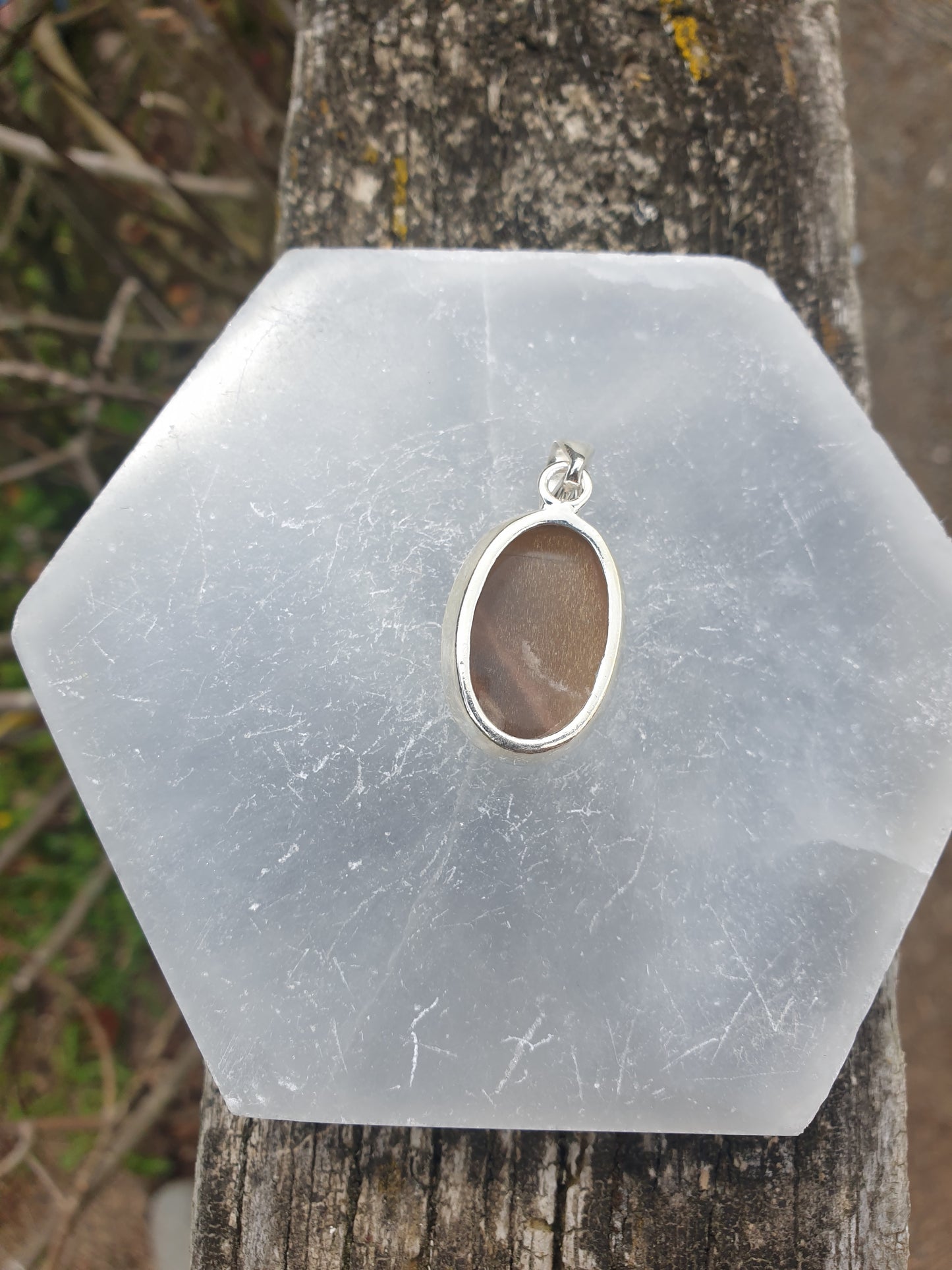 Dark Sunstone | Polished Sterling Silver Pendant F