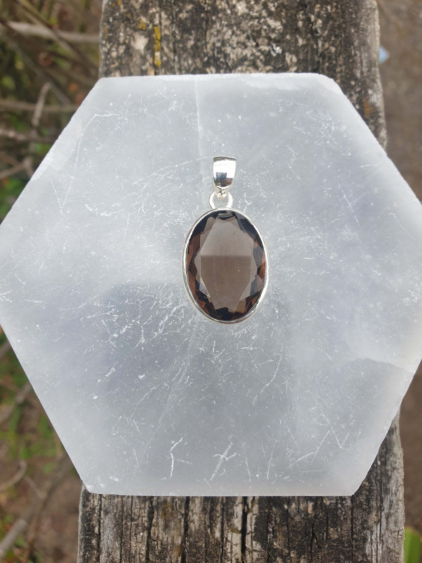 Smoky Quartz | Faceted Sterling Silver Pendant C