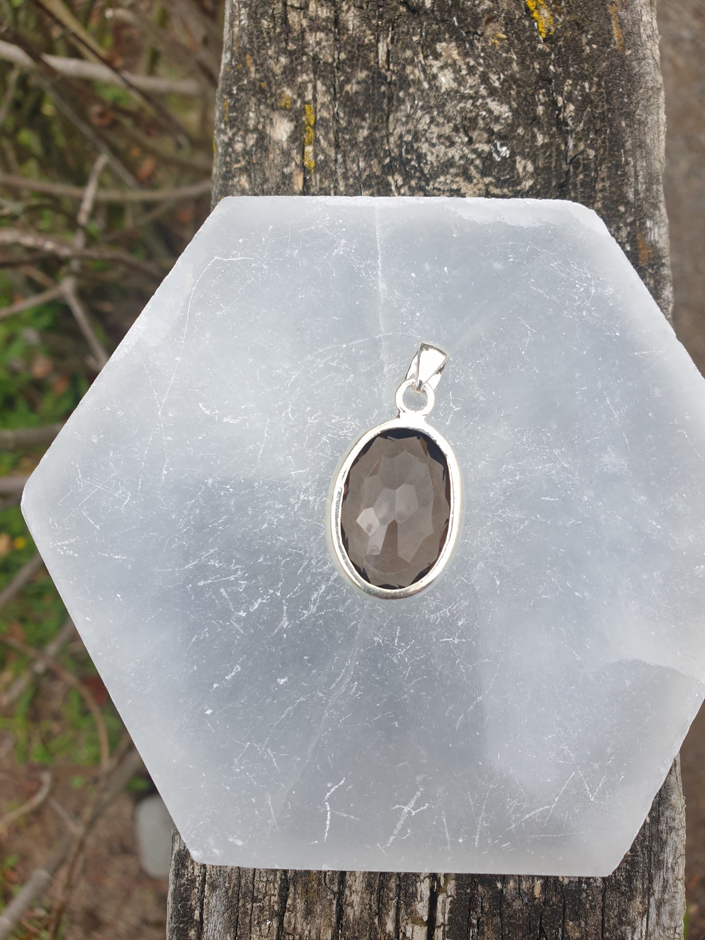 Smoky Quartz | Faceted Sterling Silver Pendant C