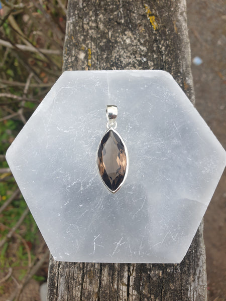 Smoky Quartz | Faceted Sterling Silver Pendant G