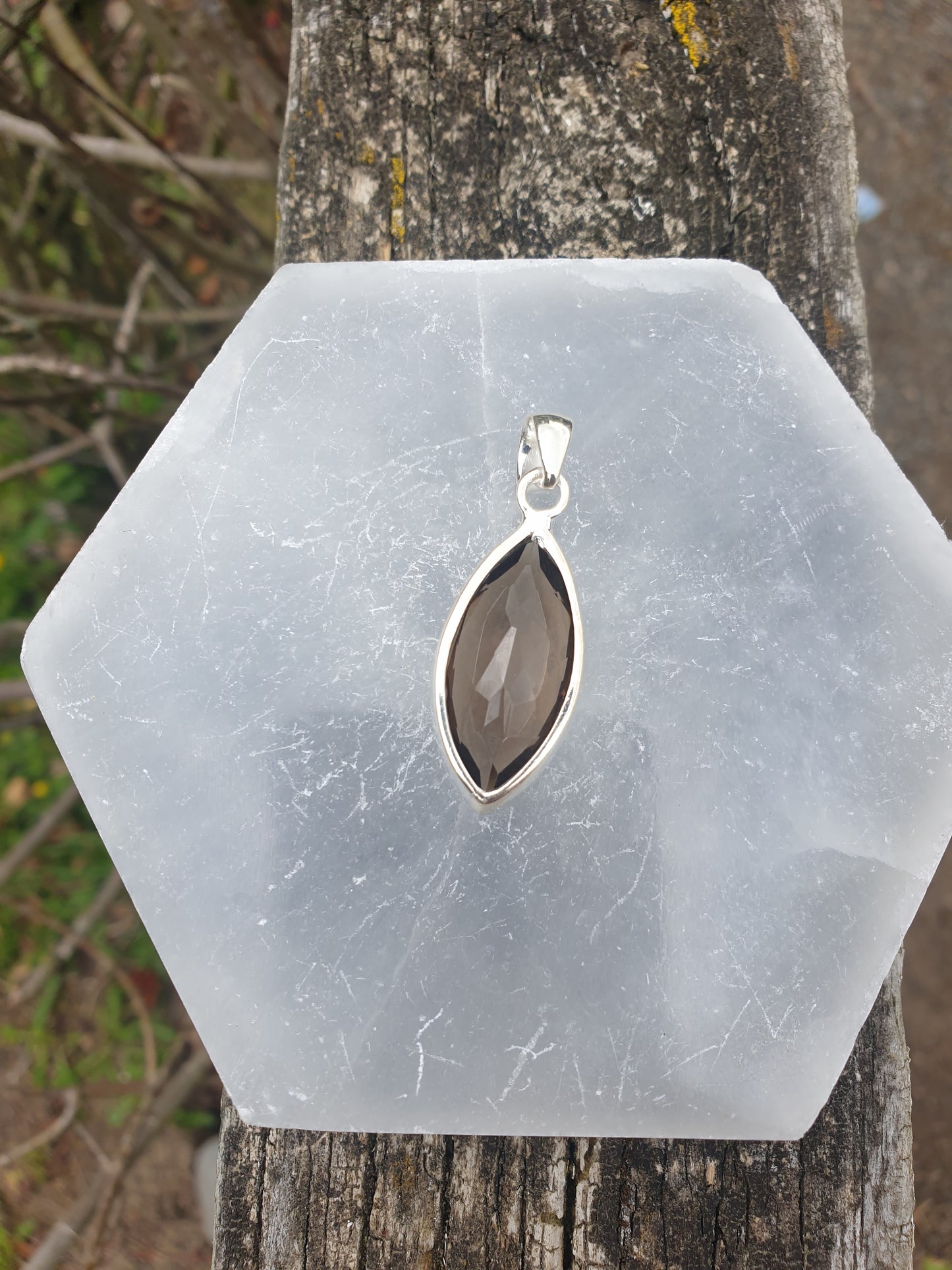 Smoky Quartz | Faceted Sterling Silver Pendant G