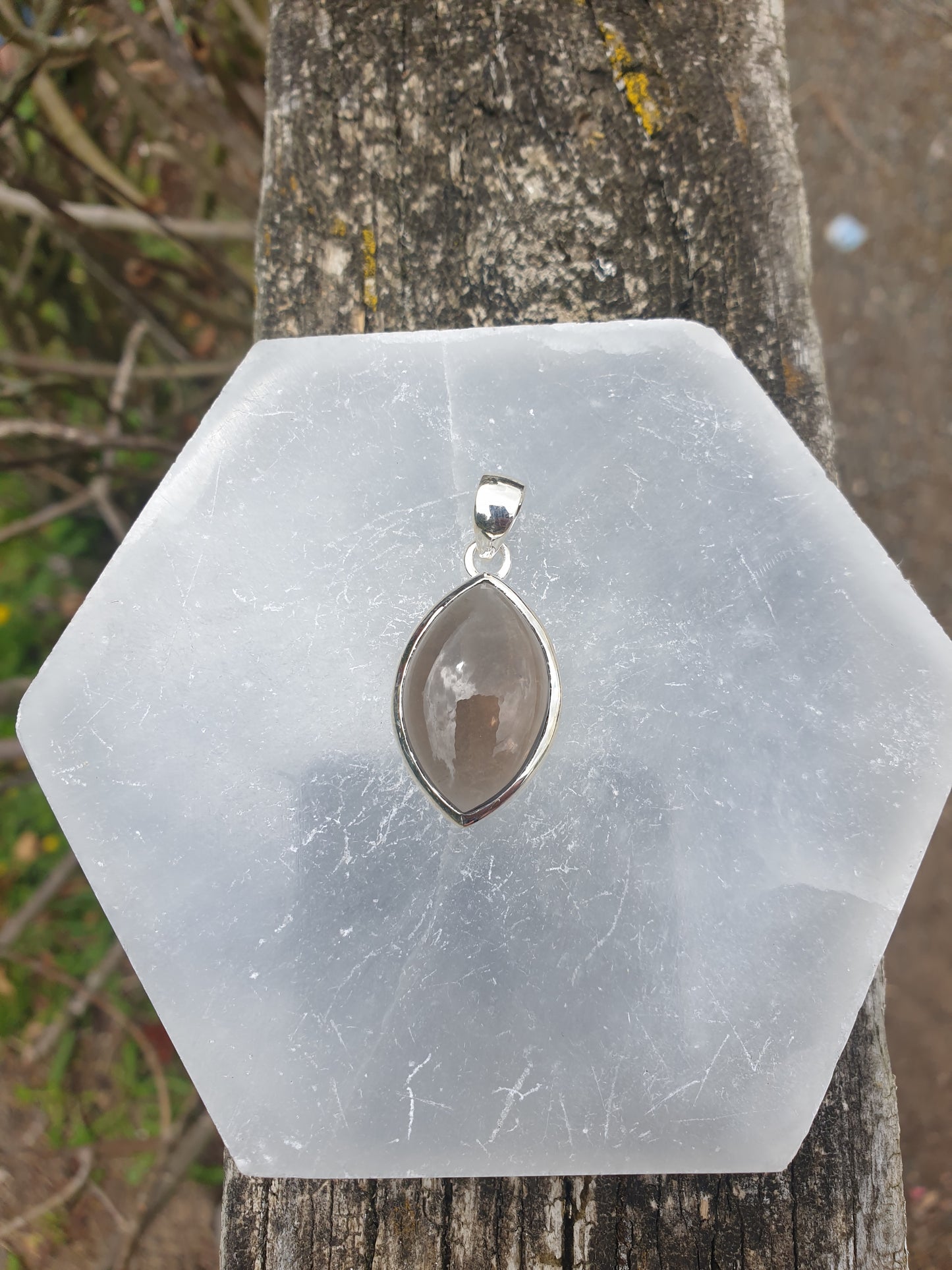 Smoky Quartz | Polished Sterling Silver Pendant j