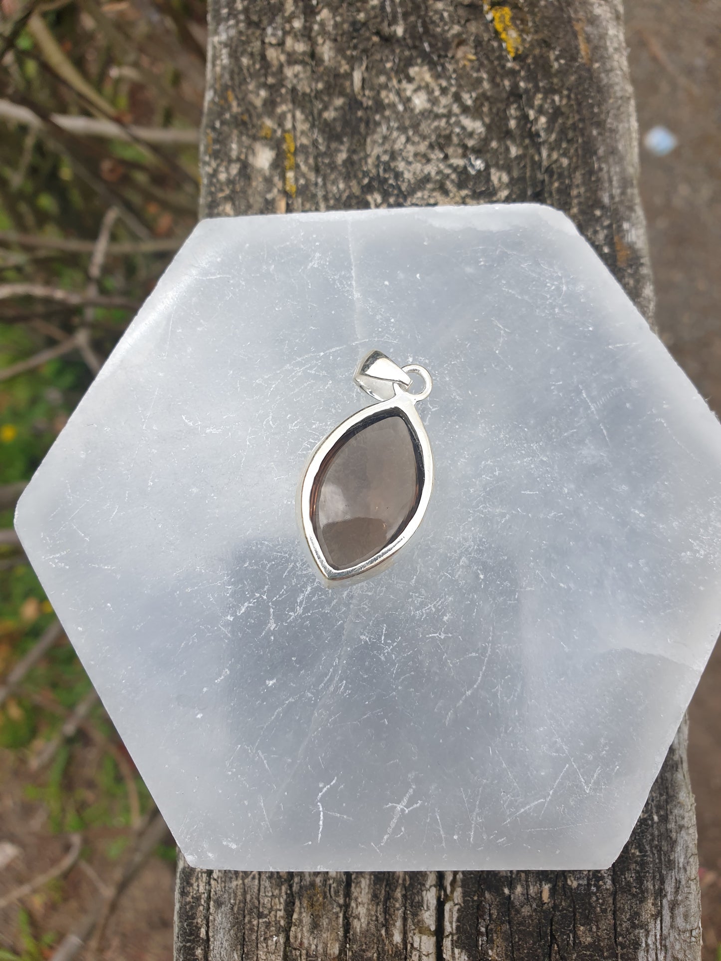 Smoky Quartz | Polished Sterling Silver Pendant j