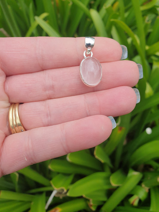 Rose Quartz | Polished Sterling Silver Pendant K