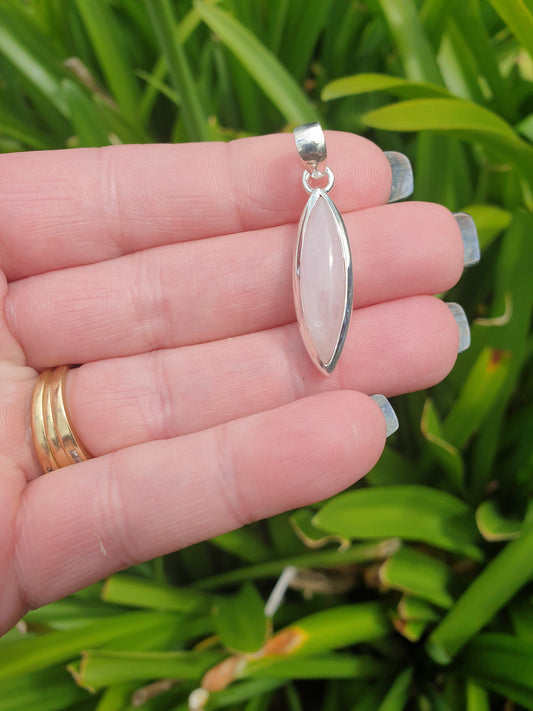 Rose Quartz | Polished Sterling Silver Pendant M