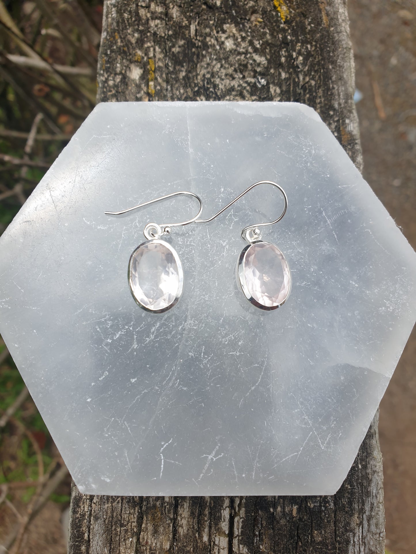 Rose Quartz  | Faceted Sterling Silver Earrings D