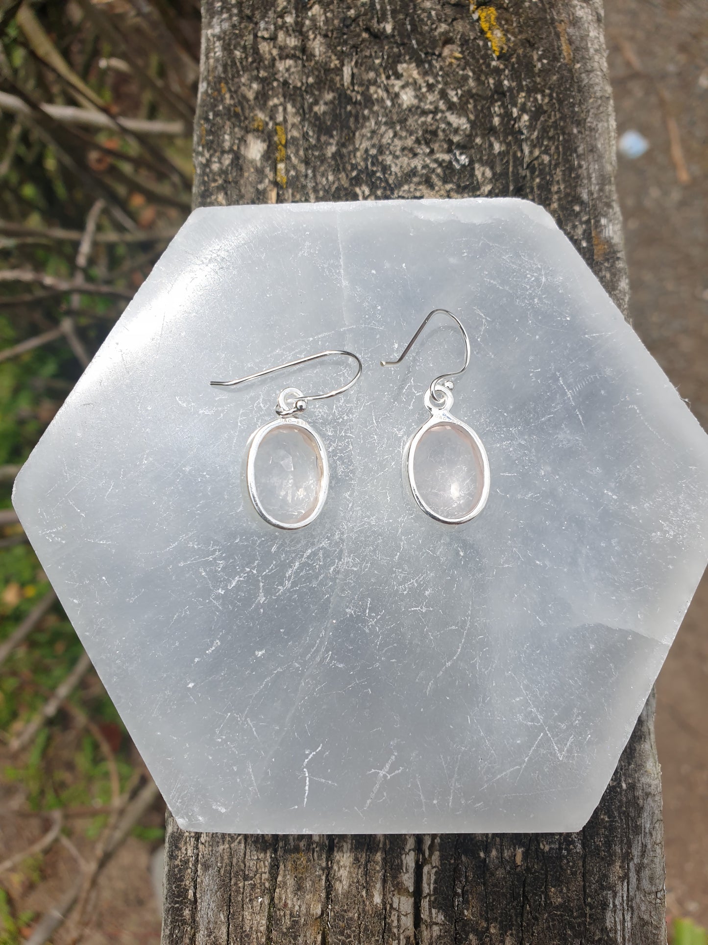 Rose Quartz  | Faceted Sterling Silver Earrings D