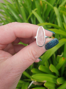Rose Quartz | Polished Sterling Silver Adjustable Ring A