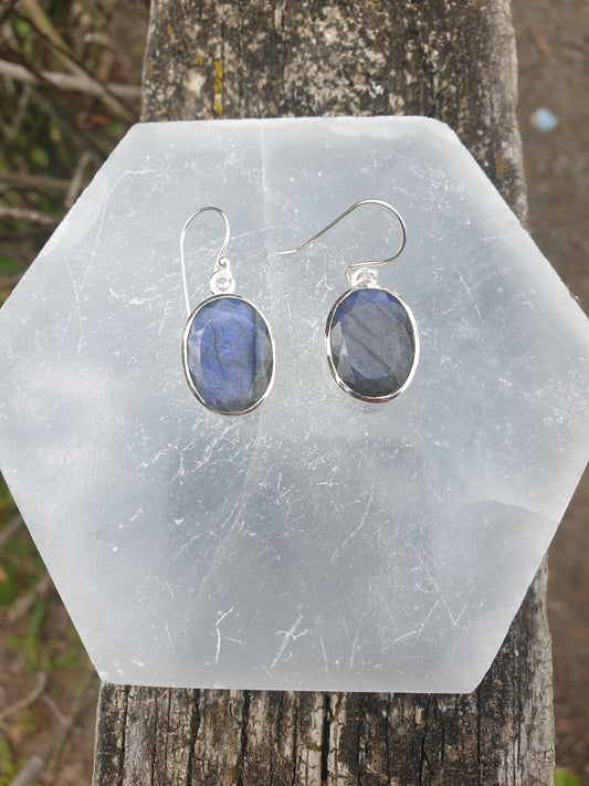 Labradorite | Faceted Sterling Silver Earrings B