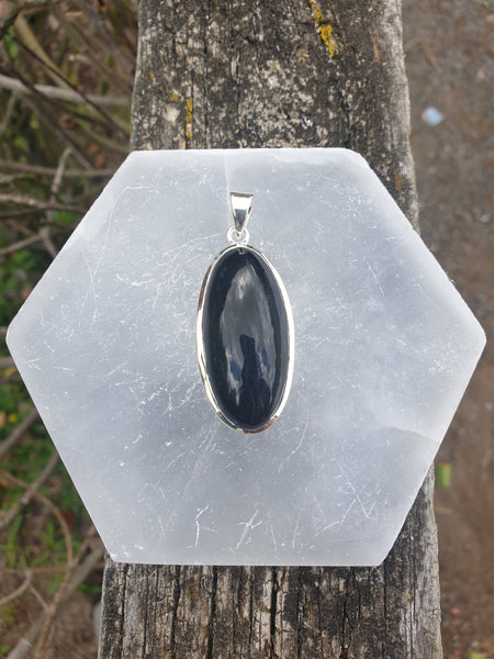 Black Obsidian | Polished Sterling Silver Pendant D