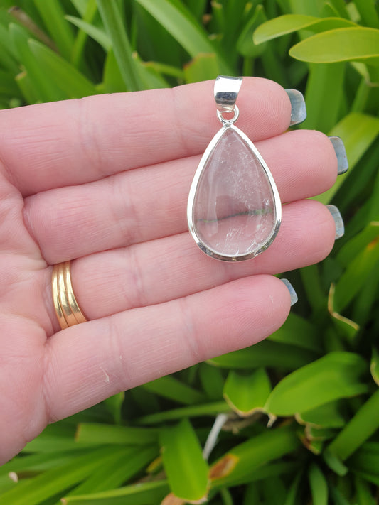 Clear Quartz | Polished Sterling Silver Pendant C