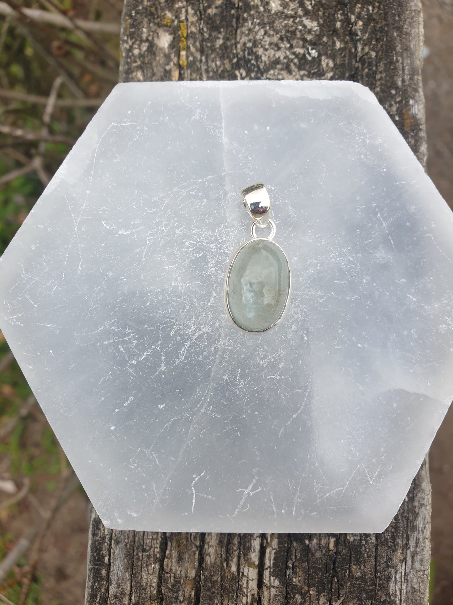 Aquamarine | Polished Sterling Silver Pendant C