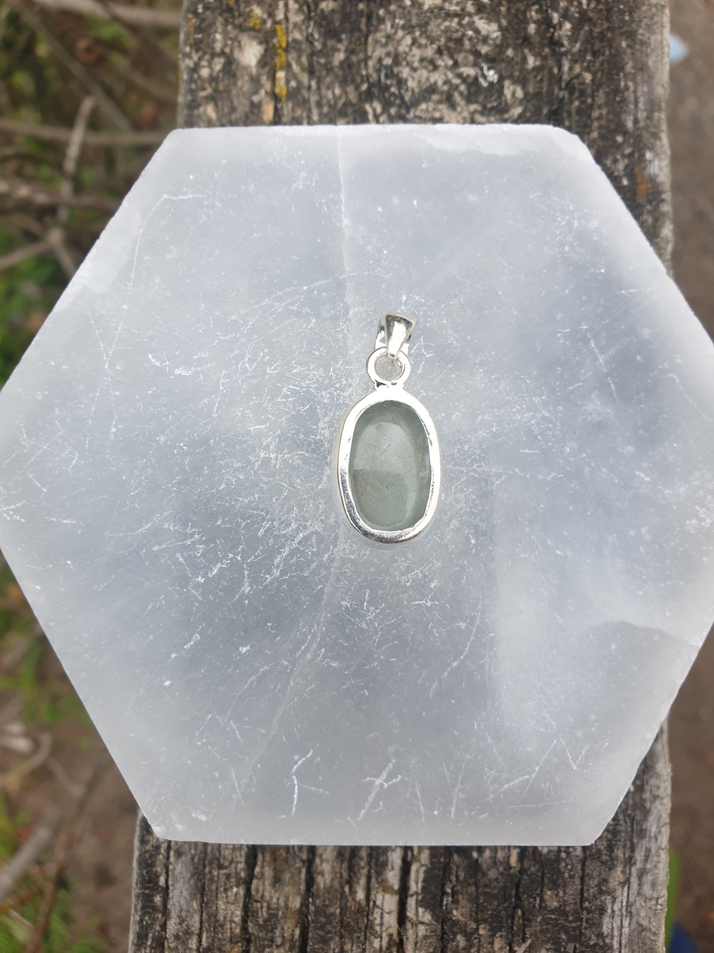 Aquamarine | Polished Sterling Silver Pendant C