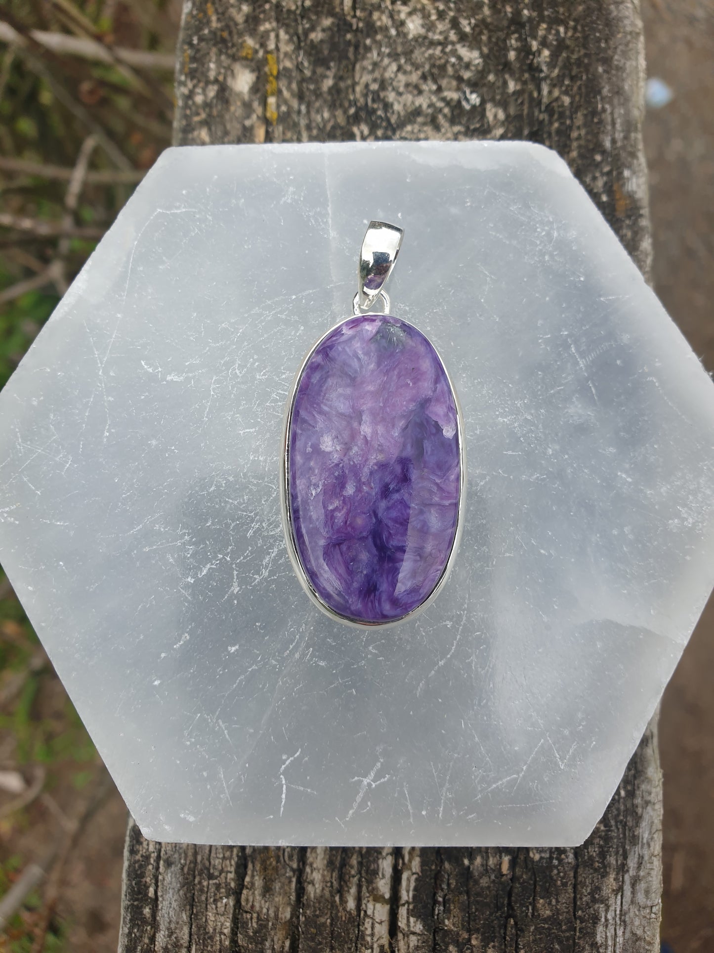 Charoite | Polished Sterling Silver Pendant E