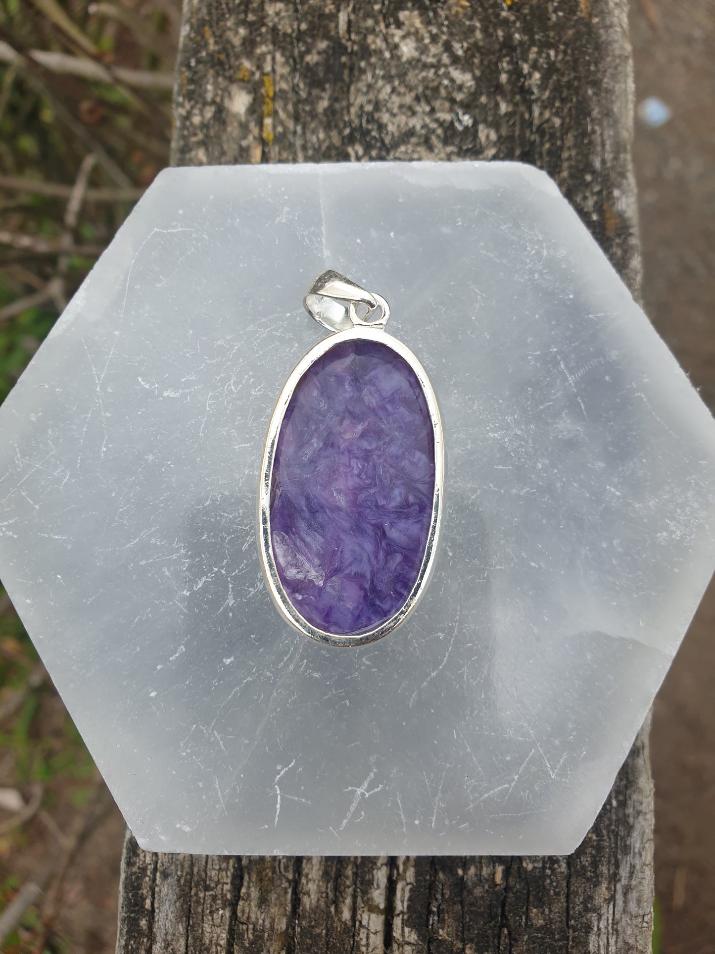 Charoite | Polished Sterling Silver Pendant E