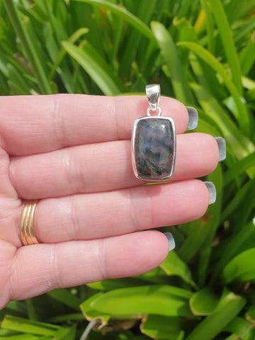 Moss Agate | Polished Sterling Silver Pendant A