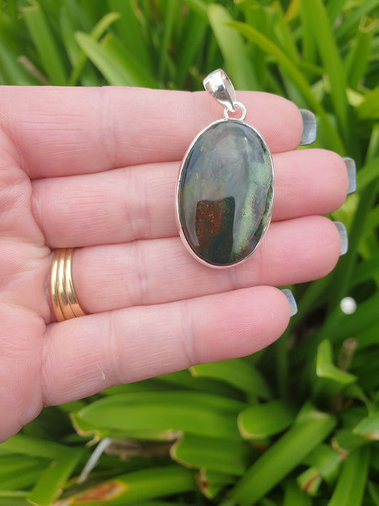 Bloodstone | Polished Sterling Silver Pendant B