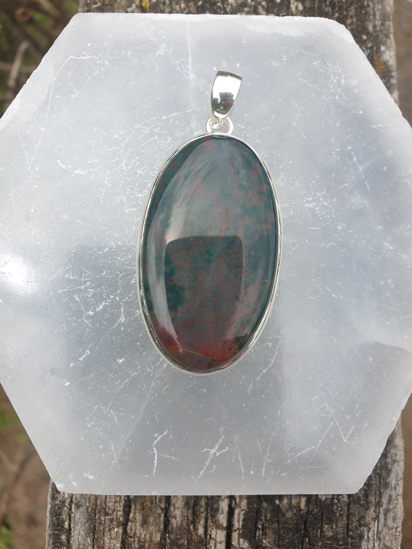 Bloodstone | Polished Sterling Silver Pendant E