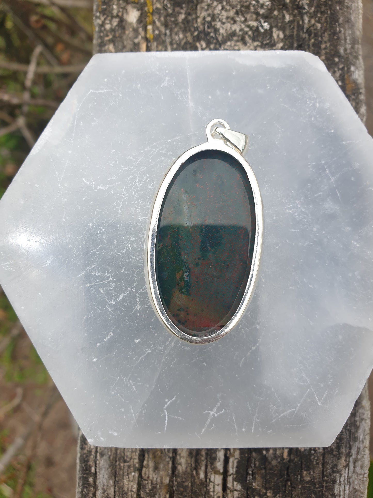 Bloodstone | Polished Sterling Silver Pendant E