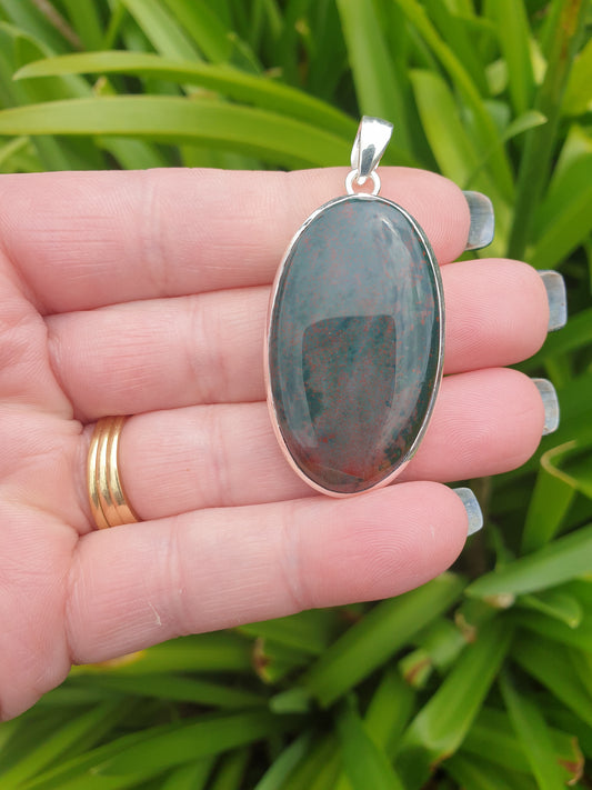 Bloodstone | Polished Sterling Silver Pendant E