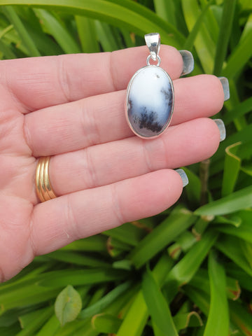 Dendritic Agate | Polished Sterling Silver Pendant A