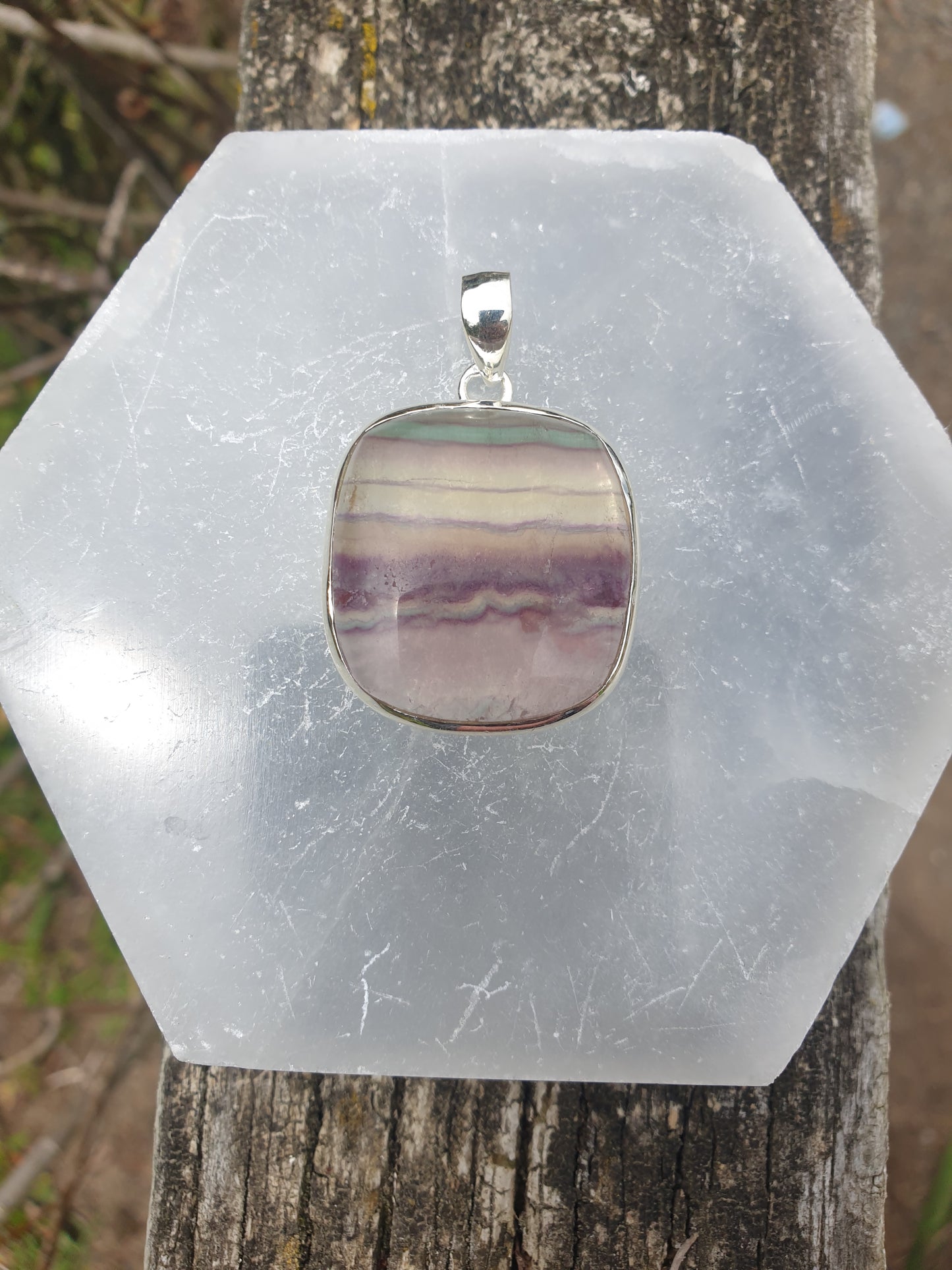 Fluorite | Polished Sterling Silver Pendant C