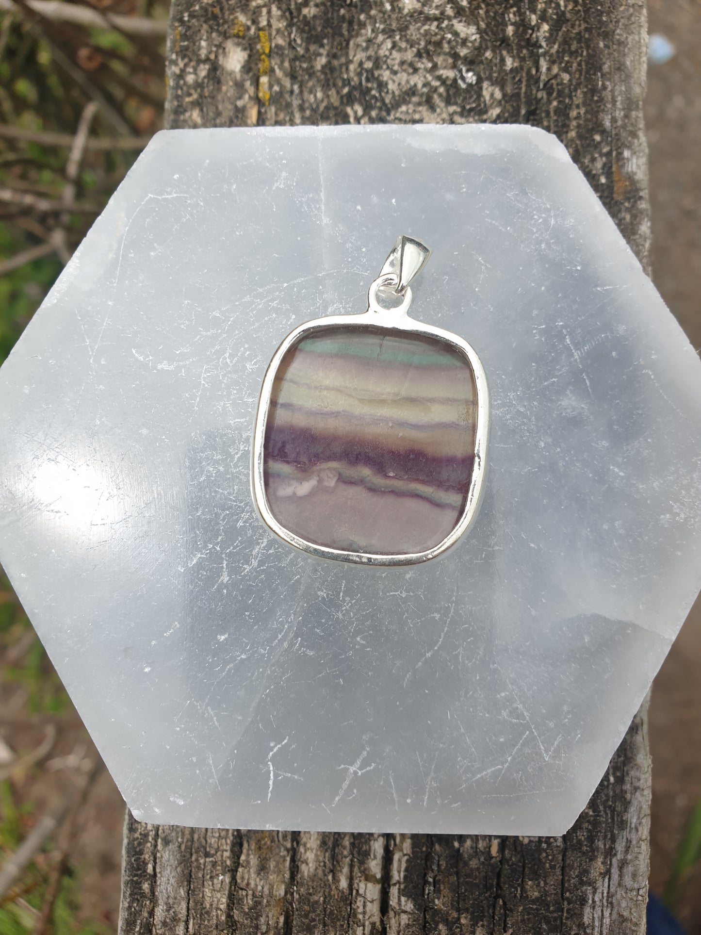 Fluorite | Polished Sterling Silver Pendant C