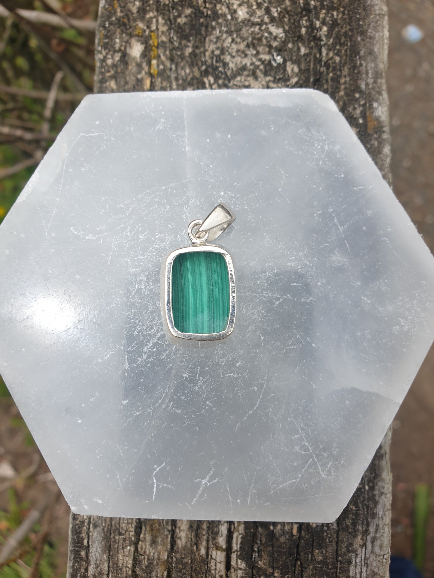 Malachite | Polished Sterling Silver Pendant D