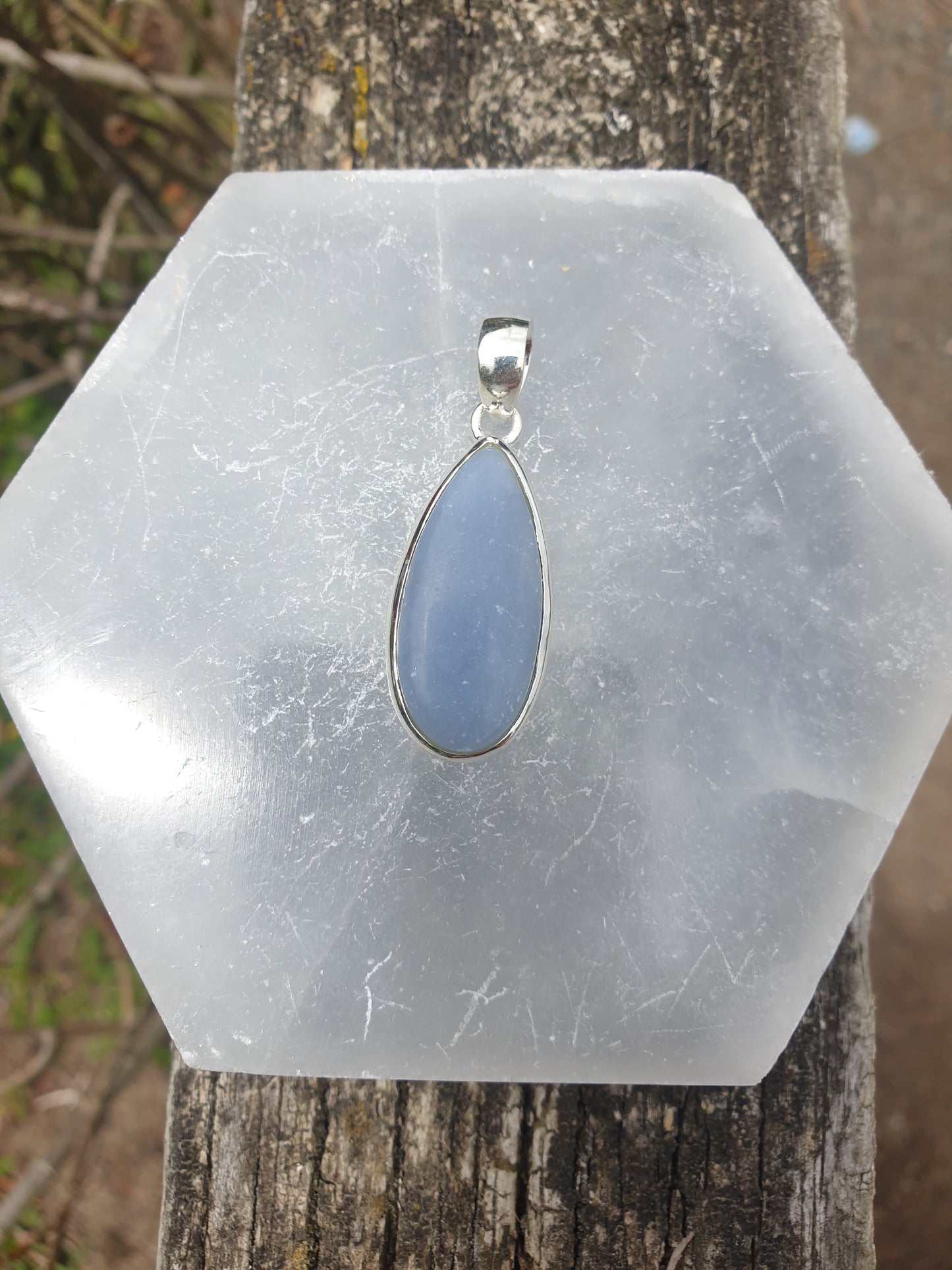 Angelite | Polished Sterling Silver Pendant B