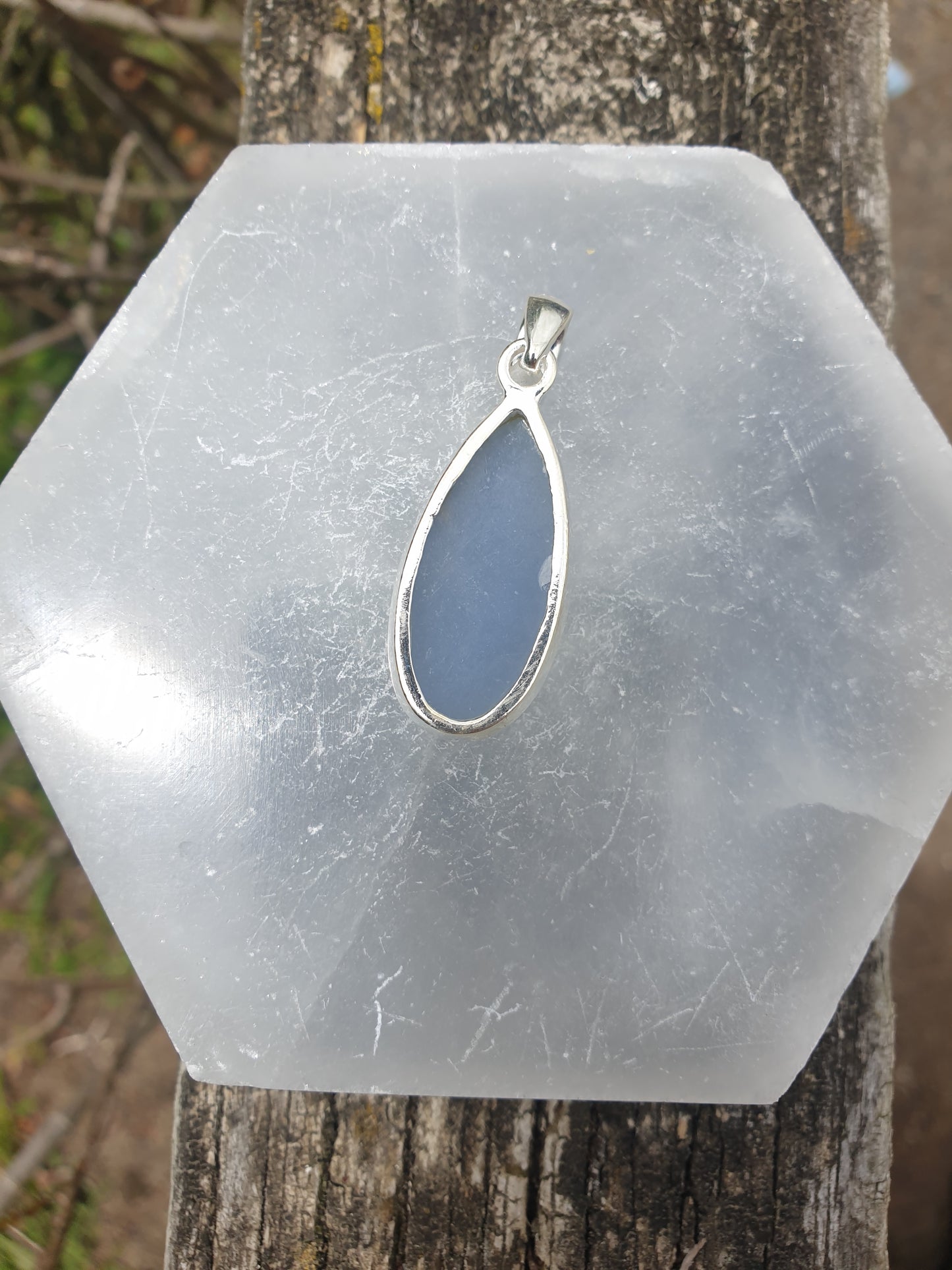 Angelite | Polished Sterling Silver Pendant B