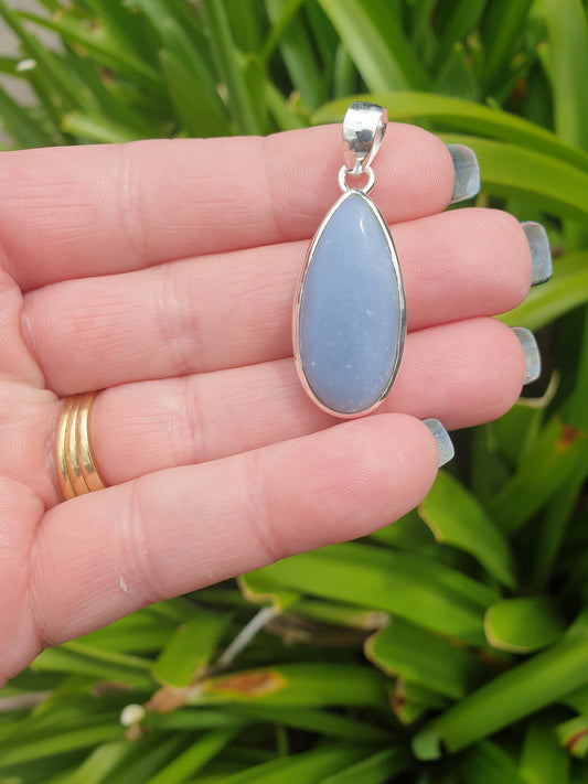 Angelite | Polished Sterling Silver Pendant B