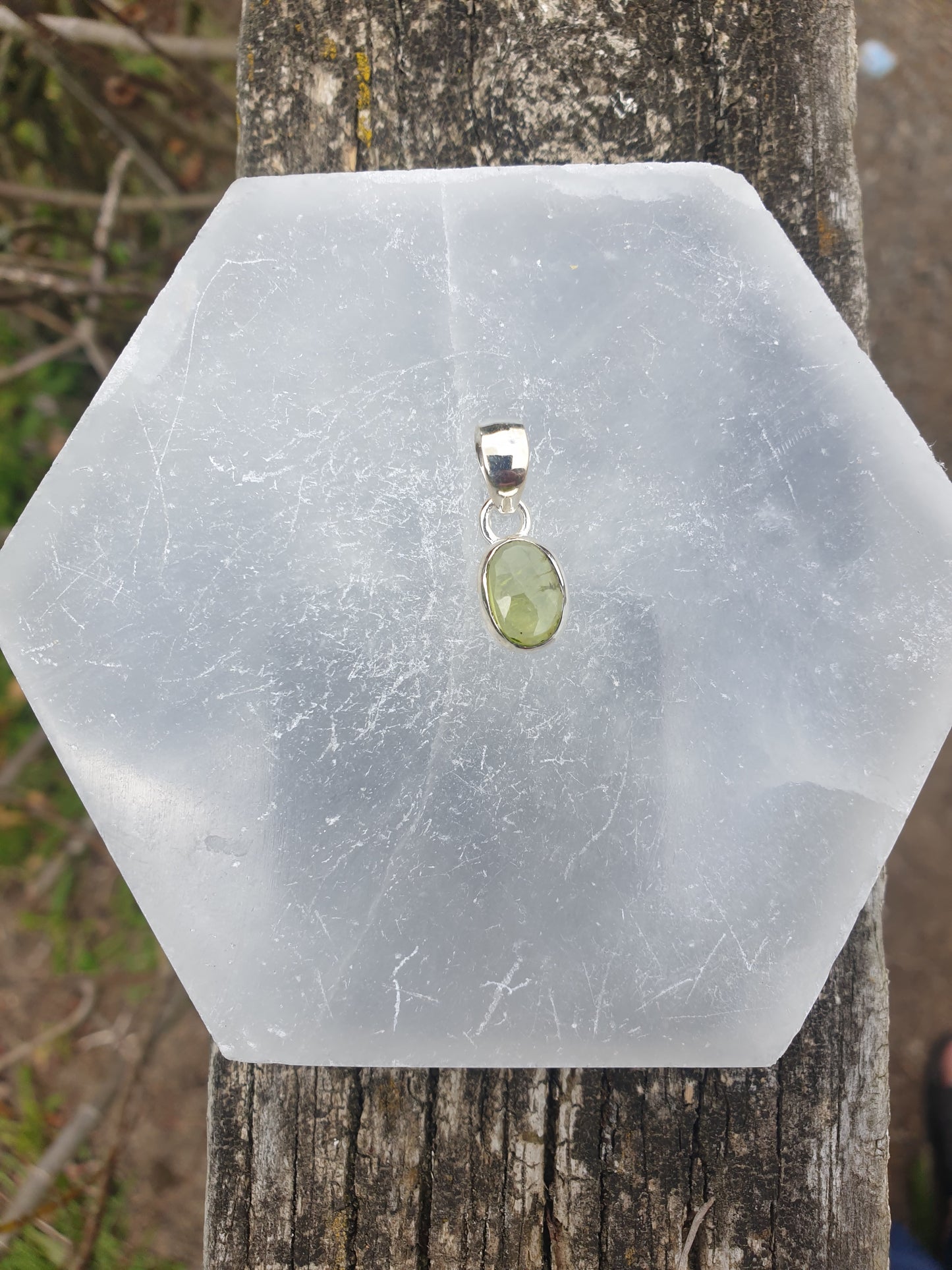 Peridot | Rose Cut Sterling Silver Pendant A