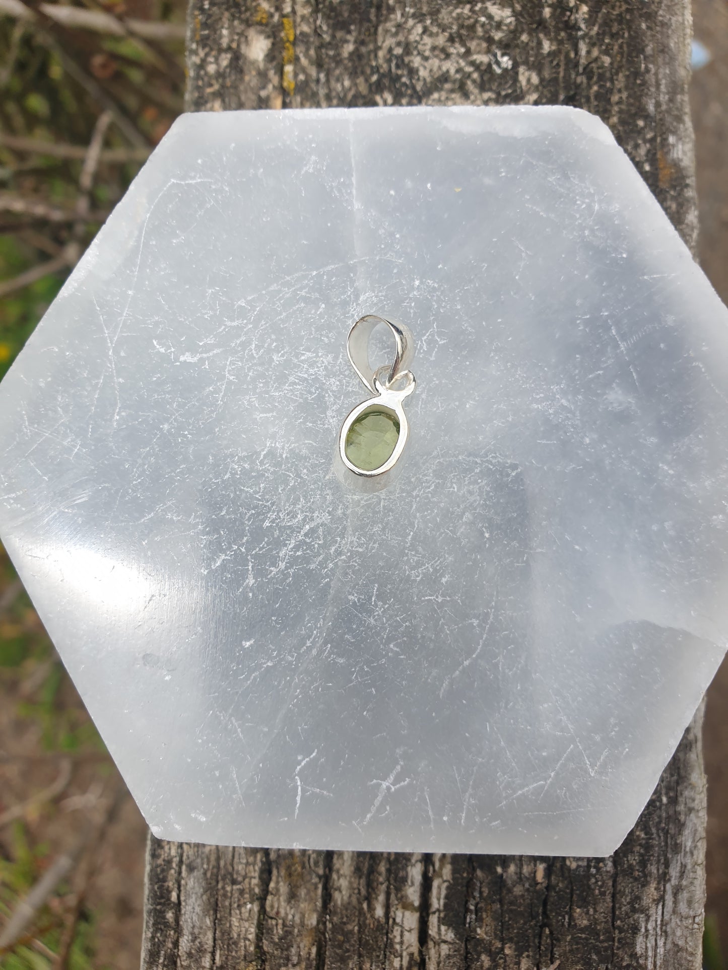 Peridot | Rose Cut Sterling Silver Pendant A