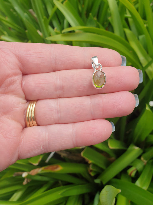 Peridot | Rose Cut Sterling Silver Pendant A