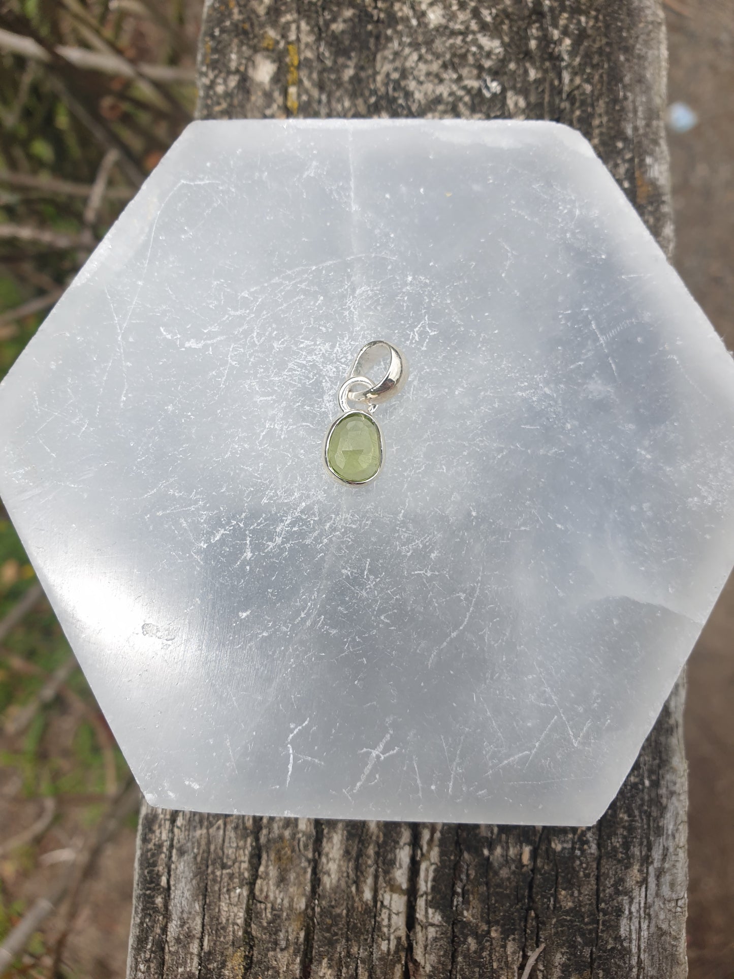 Peridot | Rose Cut Sterling Silver Pendant C