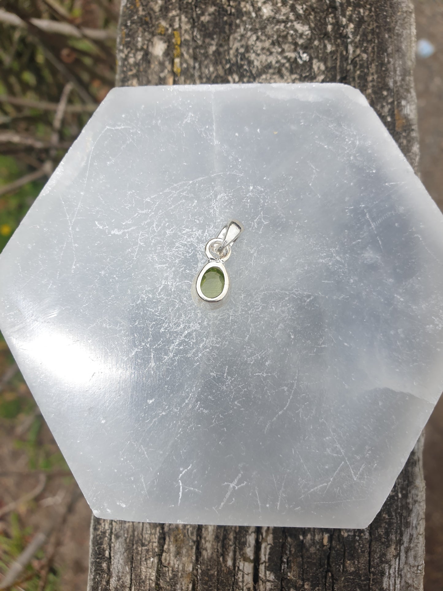 Peridot | Rose Cut Sterling Silver Pendant C