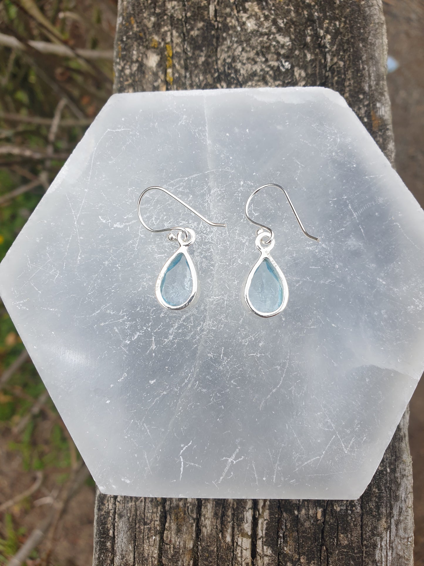 Blue Topaz | Faceted Sterling Silver Earrings A