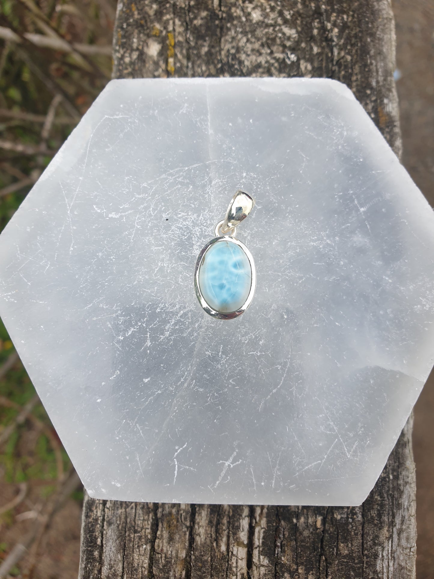 Larimar | Polished Sterling Silver Pendant A