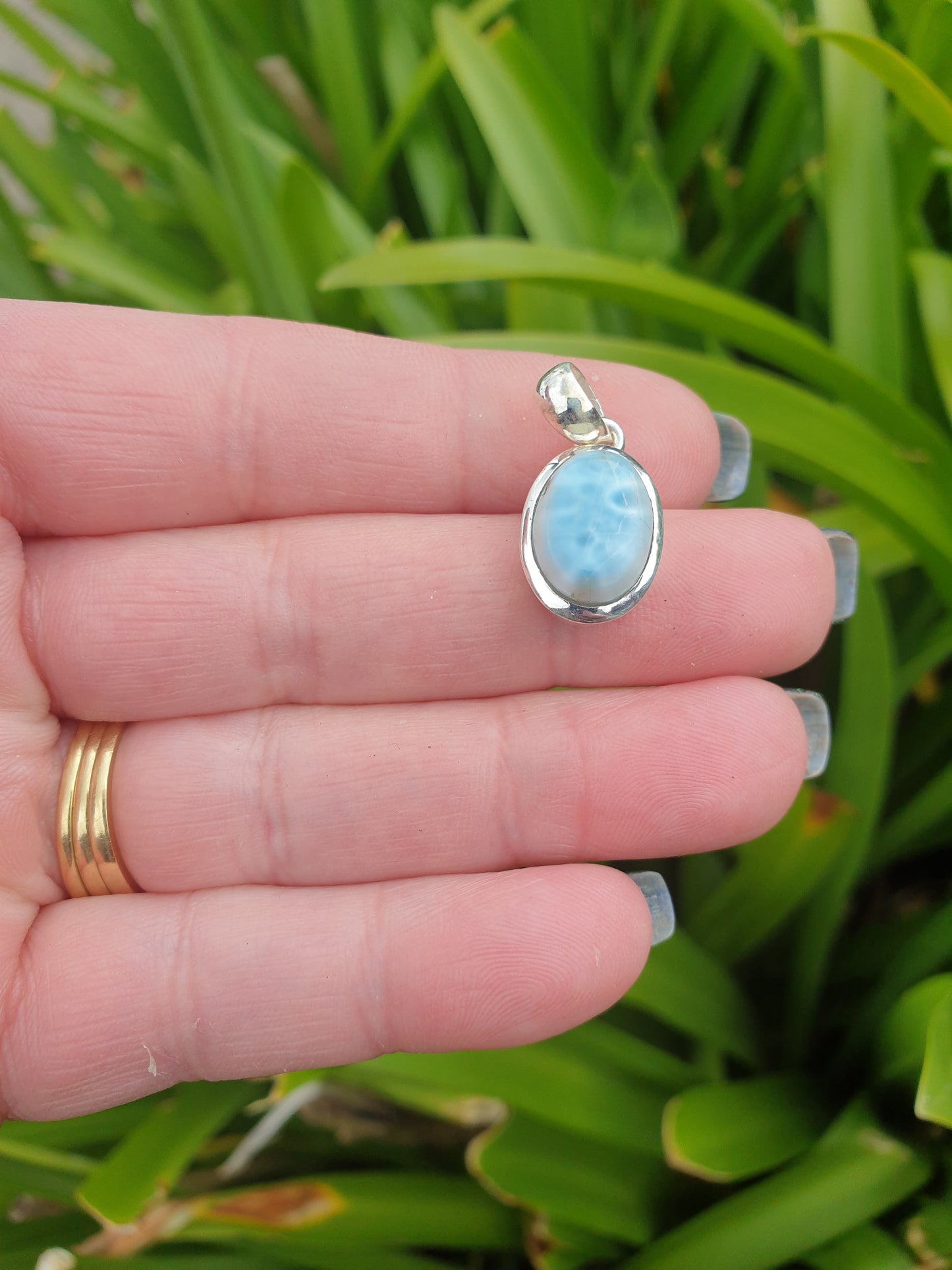 Larimar | Polished Sterling Silver Pendant A