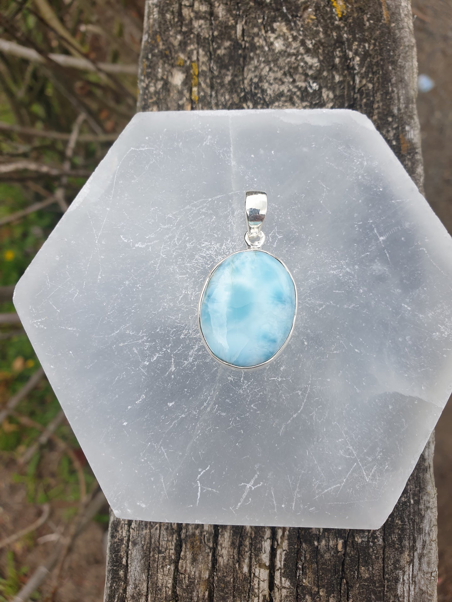 Larimar | Polished Sterling Silver Pendant B