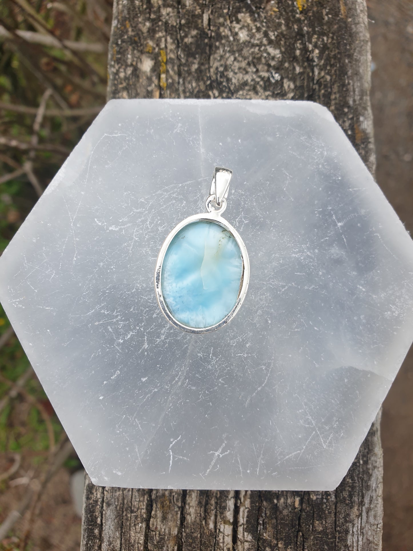 Larimar | Polished Sterling Silver Pendant B