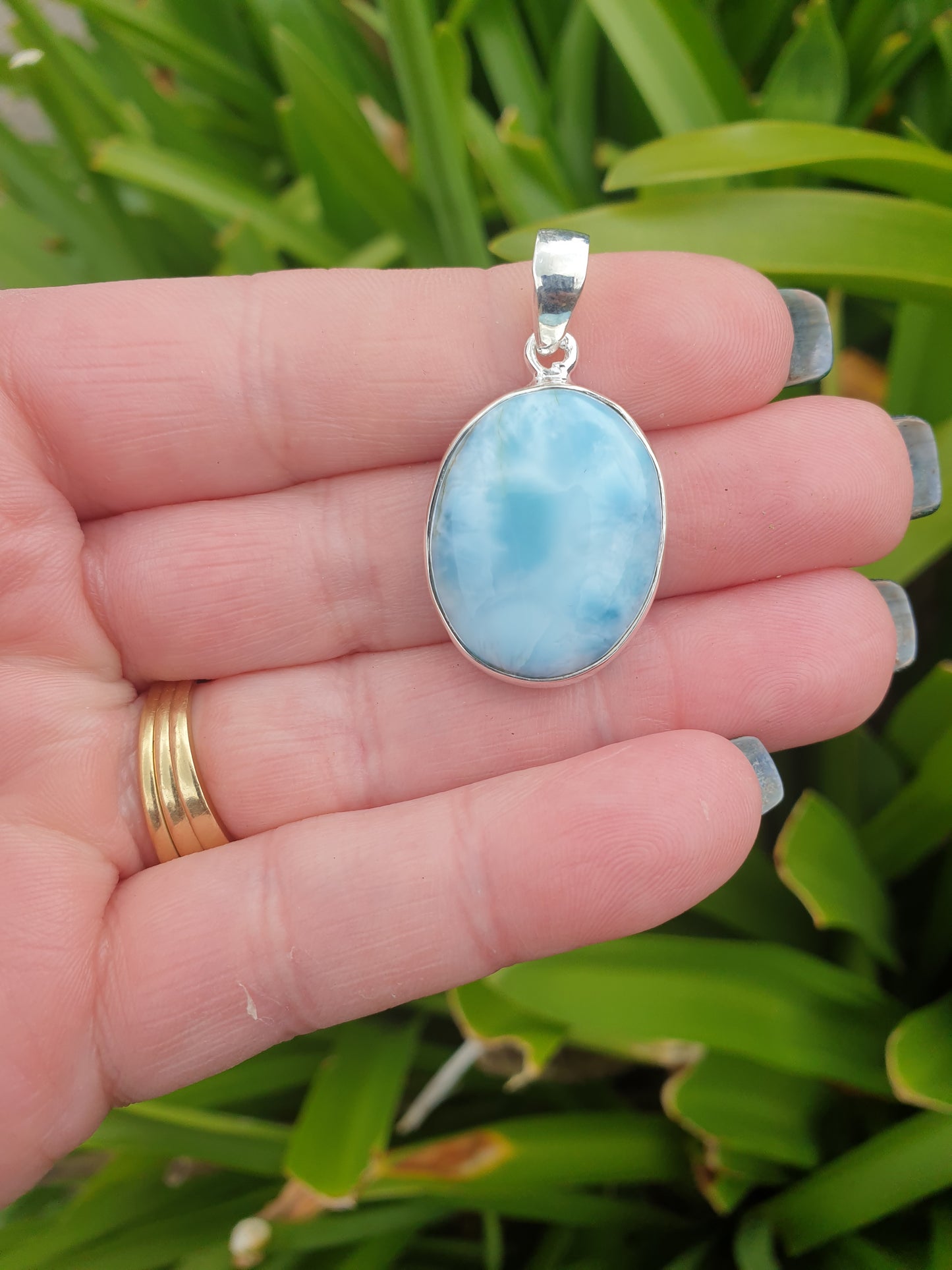 Larimar | Polished Sterling Silver Pendant B